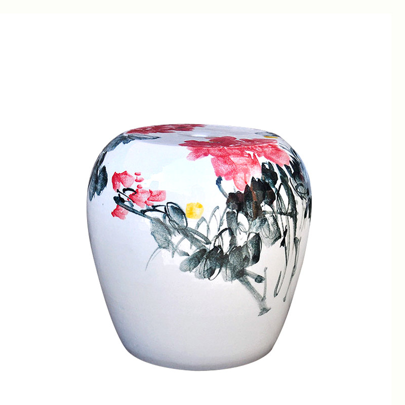 景德镇陶瓷户外庭院子阳台石凳子凉墩手绘水墨牡丹浴室新中式荷花