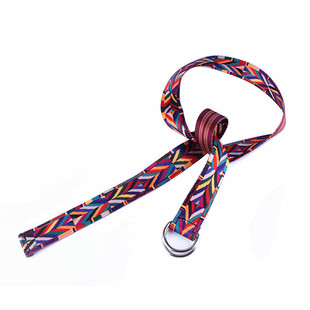 复古民族风条纹帆布腰带双环扣女无孔皮带装饰连衣裙西装牛仔裤带