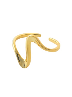 纯银戒指女镀18k金个性简约时尚ins开口潮人心电图波浪纹食指戒子