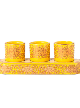 茶杯供佛金莲三联座招用品