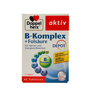 德国doppelherz双心维生素B族+VB 复合维生素B族+叶酸缓释片