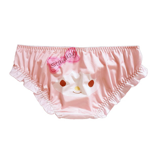 日系软妹可爱少女心洛丽塔牛奶丝荷叶飞边美乐蒂kt猫卡通印花内裤