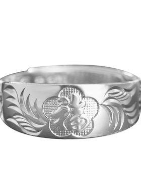 正品999足银开口活口百福字纯银