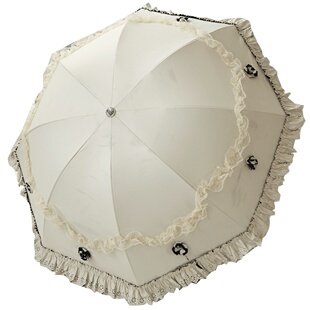 爱丽嘉遮阳伞公主风拱形夏天防紫外线防晒隔热黑胶太阳伞三折叠伞