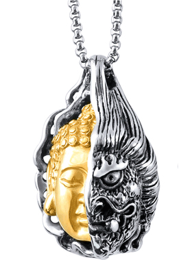 钛钢半佛魔项链男士一念之间挂坠