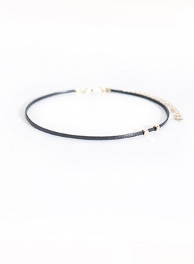 原创细皮绳双金珠窄款choker日韩简约风短款项圈颈带