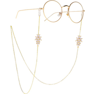 凌羽杉树叶高级感爆闪镶钻眼镜链条女挂脖时尚睛防脱落掉滑丢绳子