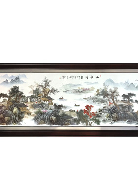 名家手绘大型实木框客厅装饰画