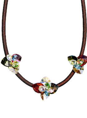 纯银饰品水晶花朵吊坠锁骨链