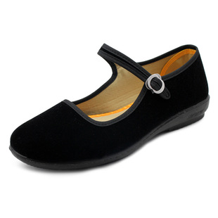 加绒老北京布鞋黑色单鞋酒店服务员防滑软底舞蹈鞋女工作鞋41-43