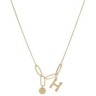 ZOXI网红H字母项链女ins简约冷淡风钛金锁骨链百搭毛衣链小众设计