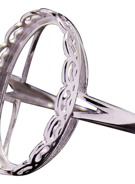 diy纯银女士蜜蜡琥珀戒指空托