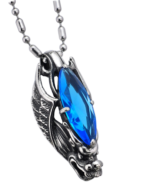 时尚韩版复古男士项链龙头镶石