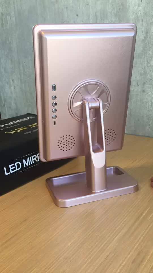 Led Tabletop Makeup Mirror With Light Dimming And Bling Diamond Covered