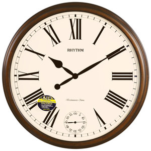 RHYTHM丽声大挂钟客厅办公室欧式复古20英寸豪华实木报时钟挂墙表