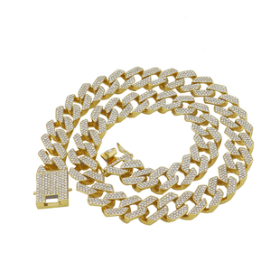 ins欧美加粗厚古巴链王嘉尔同款嘻哈说唱hiphop满钻表演锁骨项链