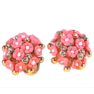 韩版时尚个性精致明星赵丽颖同款花朵石耳坠耳饰女生耳环陶瓷耳钉