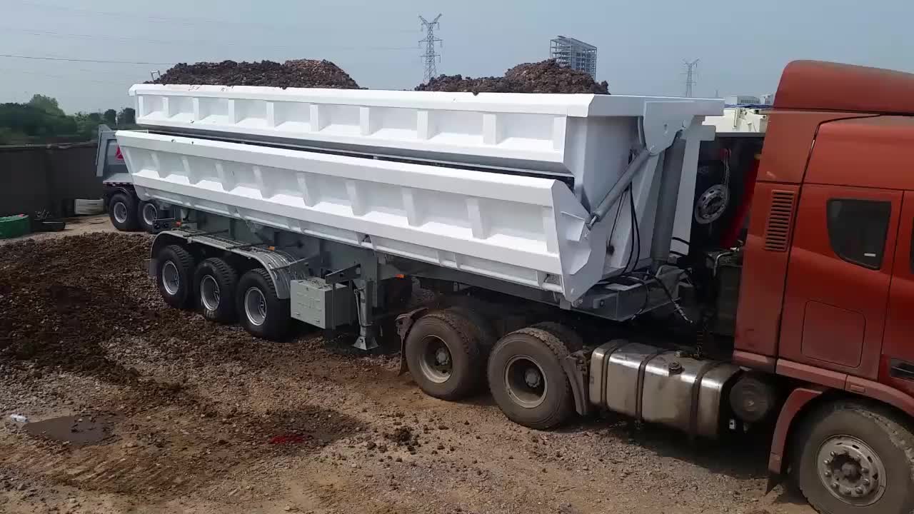 60tons Capacity Side Door Open Hydraulic Dump Semi Truck