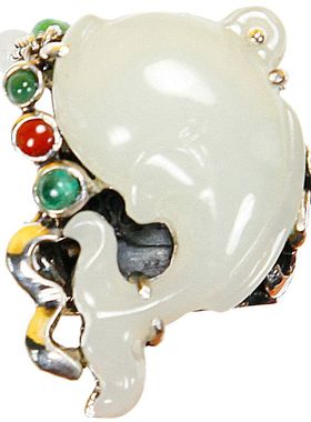 承李李手工雕刻纯银镶嵌流苏戒指