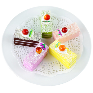 高仿真水果蛋糕模型长方形切块彩色假水果蛋糕柔软逼真装饰样品