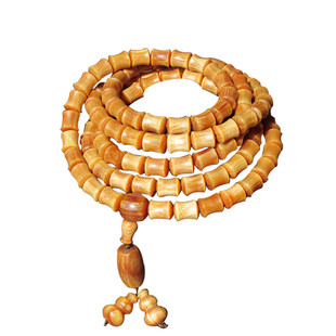 长白山琥珀木佛珠手串北沉香松明子满油全透光明丁54颗包邮