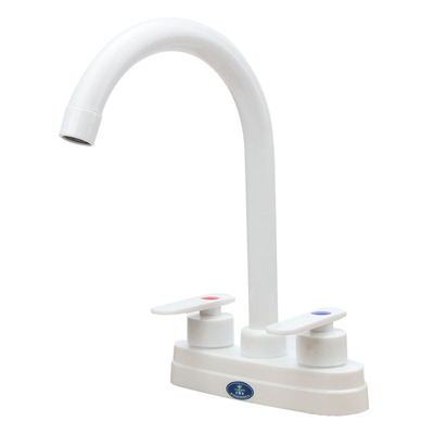 家用洗脸盆旋转塑料水龙头冷热万向厨房菜盆双孔水管防溅台盆高弯