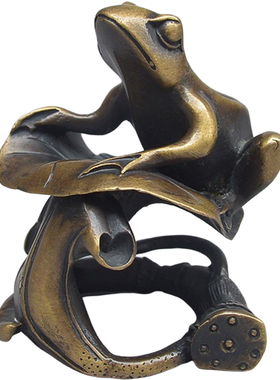 仿古风青蛙黄铜办公室书桌工艺品