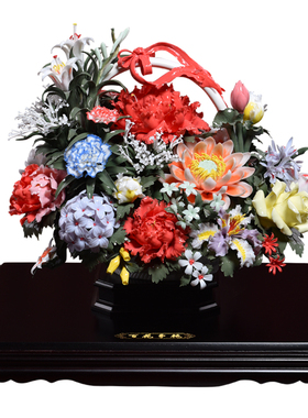 东方陶瓷摆件大厅花篮工艺品