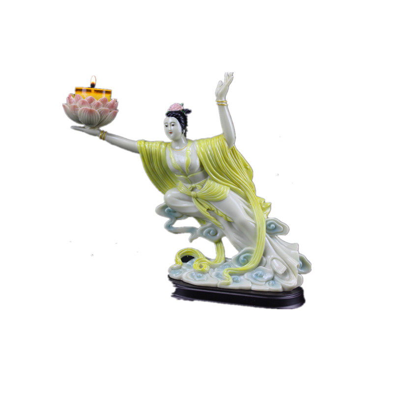 仙女莲花佛前一对供灯