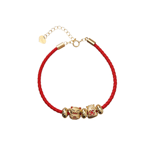 ins小众设计好运珠手环金珠女手链编织鼠年本命招财猫2024年新品