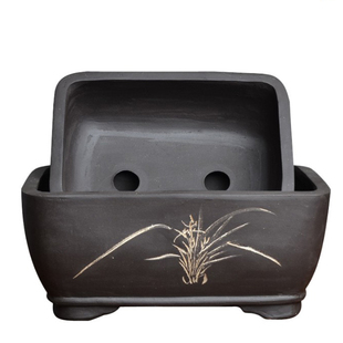 宜兴紫砂花盆特大长四方盆景盆陶瓷盆兰花盆绿植花卉盆栽特惠包邮