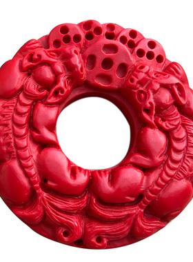 朱砂平安扣霸王风财运双貔貅吊坠