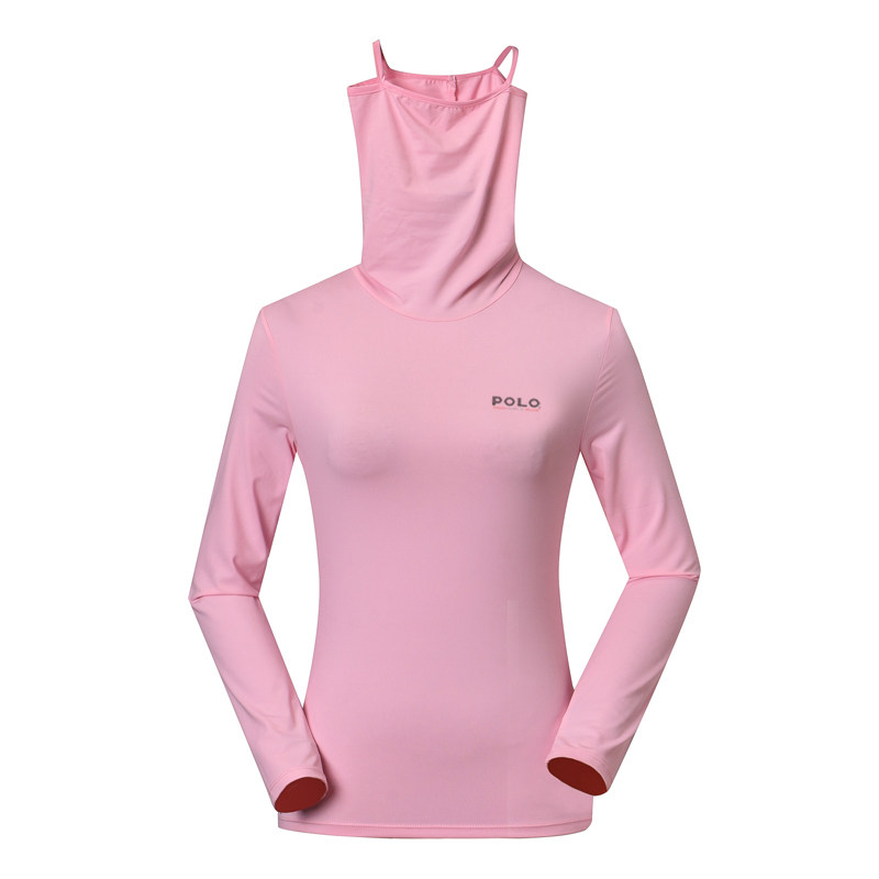 POLO 高尔夫服装女士套头冰丝打底衣 高领透气防晒面罩 护颈护脸