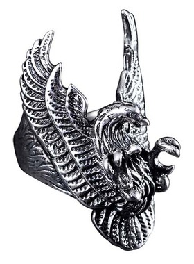 泰银925银男士戒指戒老鹰指环王