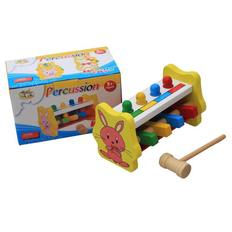 幼得乐动物木制玩具3-4-5敲球台