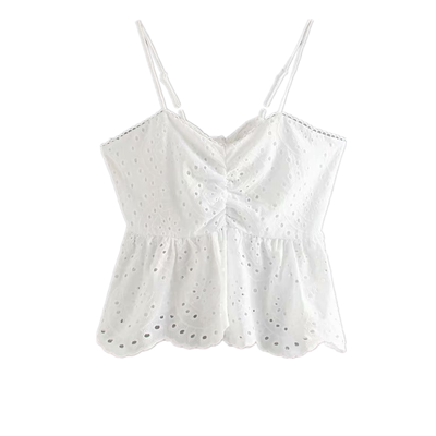 female Back Bow Tie Ruffle Shirts Chic Spaghetti Strap Tops