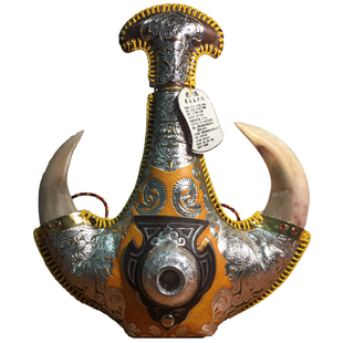 内蒙古特产手工缝制皮囊酒38度500ml带酒碗烫银皮质真羊角马奶酒