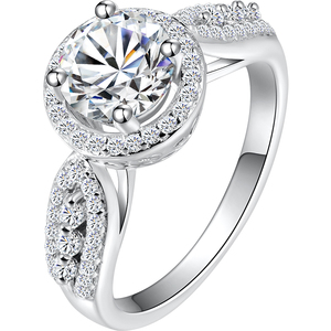 美国莫桑石钻石戒指 仿真钻戒珠宝时尚首钻戒婚戒 皇冠戒托9112