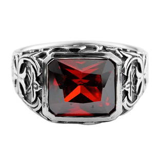 [幸运吉祥]VANTICH925银红色宝石高级设计感复古食指男戒指潮指环