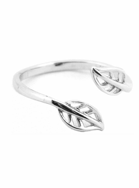 小叶子s925纯银戒指女活口百搭