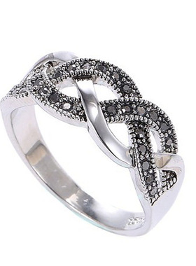 复古编织镶钻树叶子食指尾戒新品