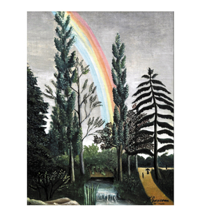 亨利卢梭彩虹客厅抽象风景油画壁画餐厅装饰画有框画大师名画壁画