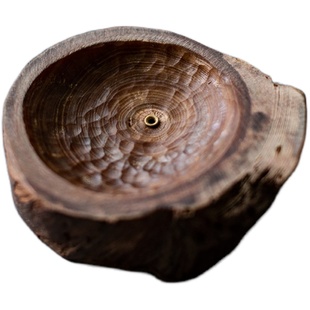 集正 自然风化松明子线香插底座手工创意香托阴沉老木禅意熏香炉