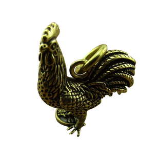 纯黄铜生肖公鸡钥匙扣挂件招财进宝古钱币铁公鸡一鸣惊人箱包吊坠