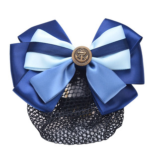 初炫头花领花女套装银行邮政空姐职业工装蓝色蝴蝶结发夹饰品