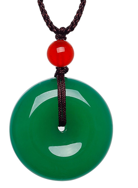 天然冰种怀古风玛瑙碧绿色吊坠