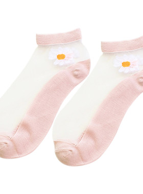 小雏菊袜子女ins潮底纯棉底玻璃