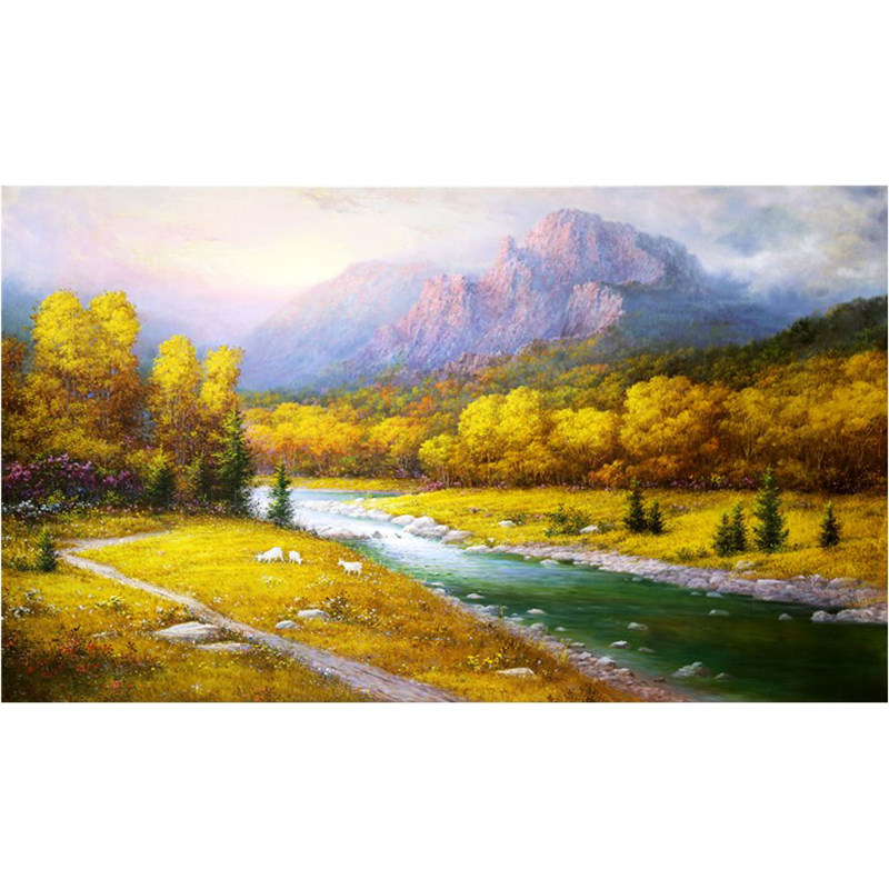 精准印花dmc十字绣自然名画油画