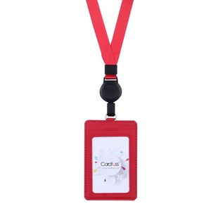 卡富仕PU皮双卡位证件卡套配可拉伸伸缩易拉扣挂绳定制LOGO医院医生护士工作证胸卡胸牌员工厂挂牌吊绳皮卡套