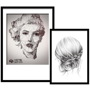 实木大相框挂墙画框4K8开A4A3装裱素描美术作品海报简约黑色30x45